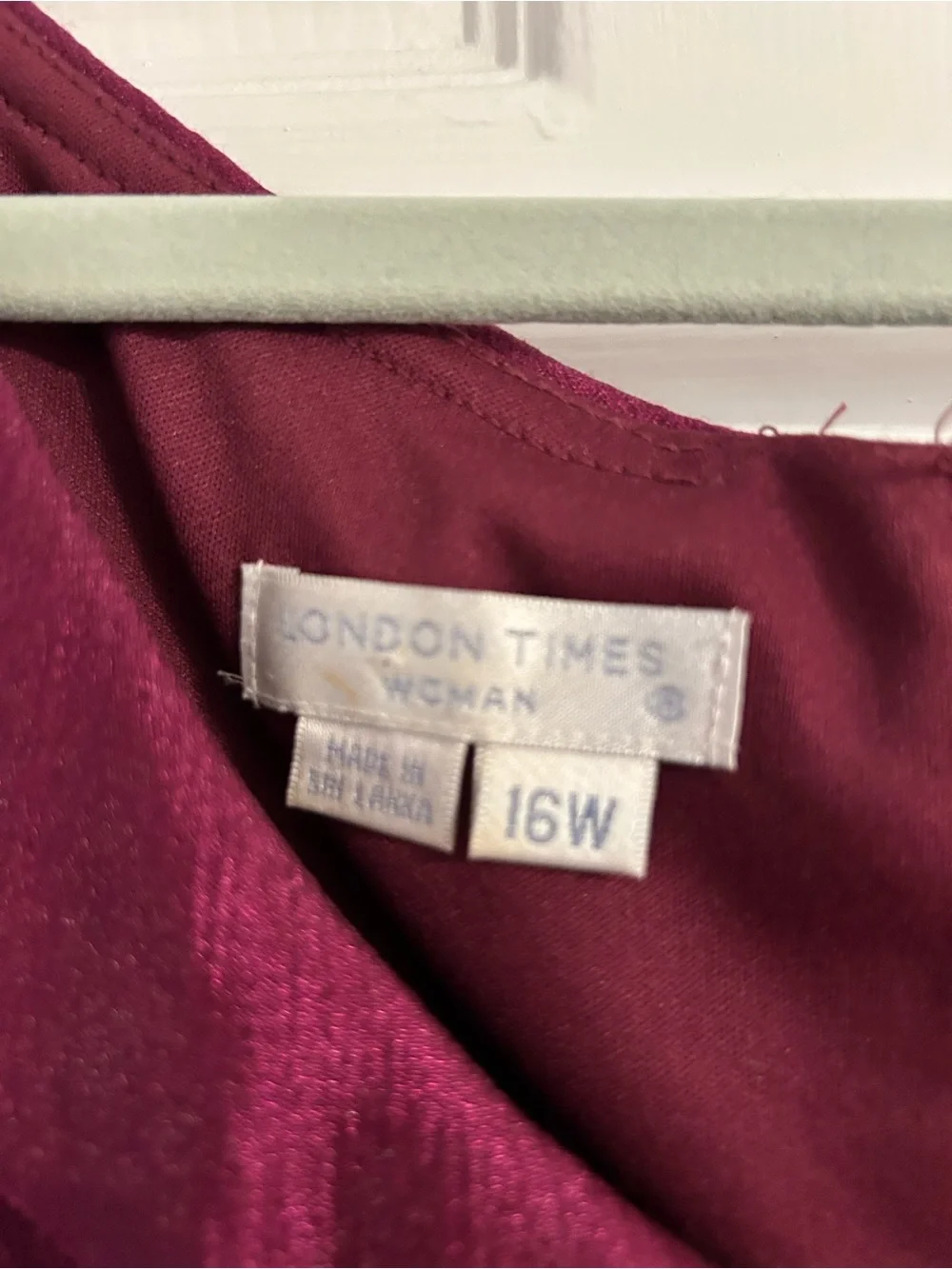 London Times Wine/Purple Layered Sheath Dress with Decorative Brooch - Picture 3 of 6